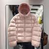 Lightweight and simple ribs short down jacket women's winter new fashionable loose hooded warm jacket