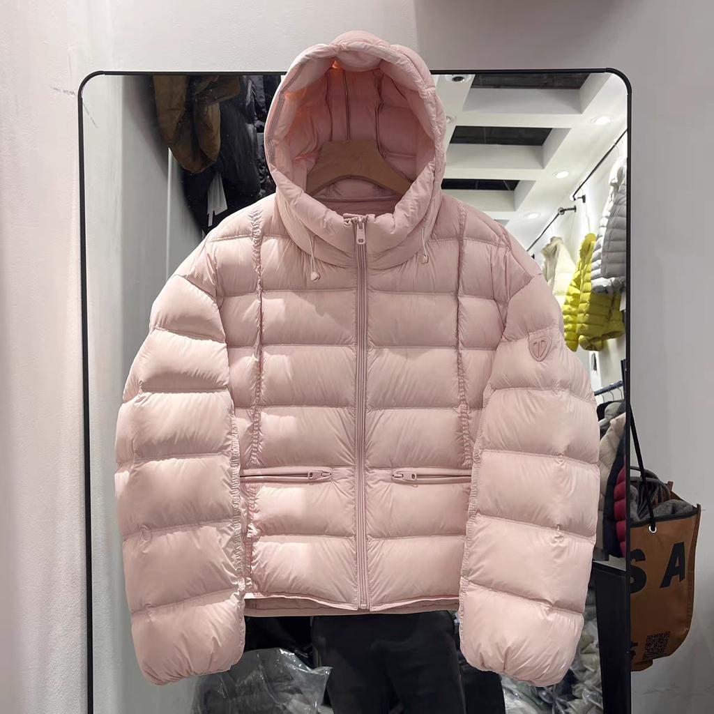 Lightweight and simple ribs short down jacket women's winter new fashionable loose hooded warm jacket