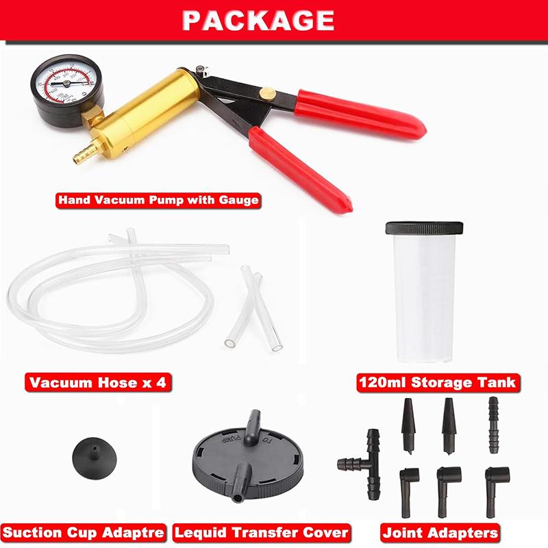 Hand Held Vacuum Pump Tester Brake Bleeder Kit Brake Clutch Fluid Bleeding Tool Set with Adapters for Motorcycle Automotive tool