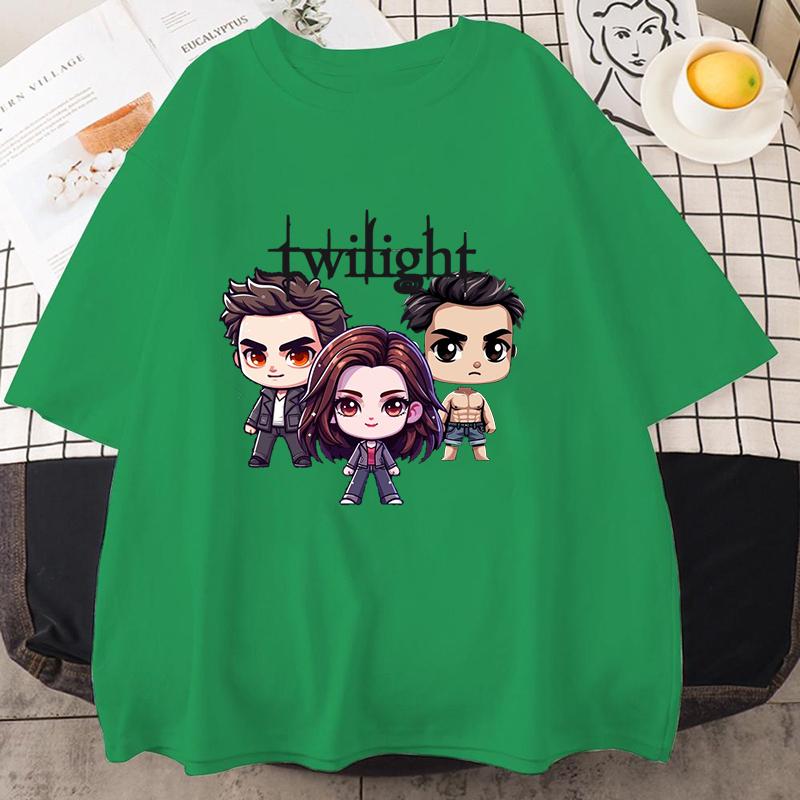 Nové Dámské Pánské Módní Tričko s Krátkým Rukávem Potisk Soumraku Ležérní Volné Letní Chladivé Tričko Topy