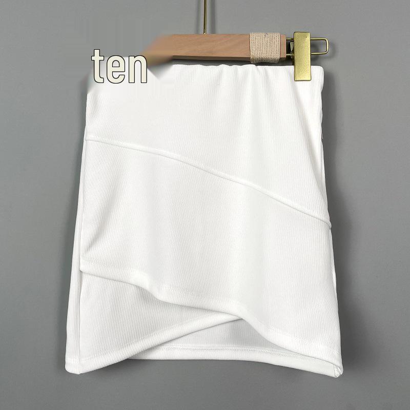 Korean Dongdaemun Elastic Waist Pleated Slim Fit Short Skirt for Women One Size белый