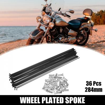 36pcs Bicycle Carbon Steel Spokes 14G 284mm with Nipples for Most Bicycle Black
