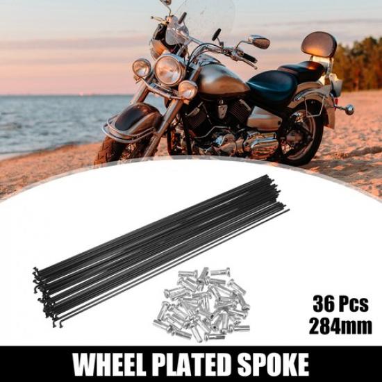 

36pcs Bicycle Carbon Steel Spokes 14G 284mm with Nipples for Most Bicycle Black