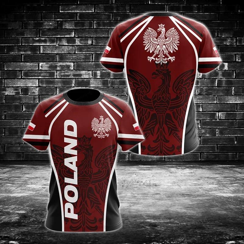 

Чоловіча футболка з круглим вирізом і короткими рукавами з 3D-принтом і камуфляжним значком польського прапора. 8XL