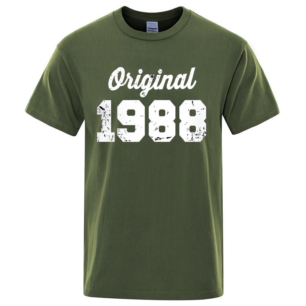 Original 1988 White Letter Print Male Tshirts Breathable Clothes High Quality Tee Clothes Hip Hop O-Neck Cotton Tshirt Couple