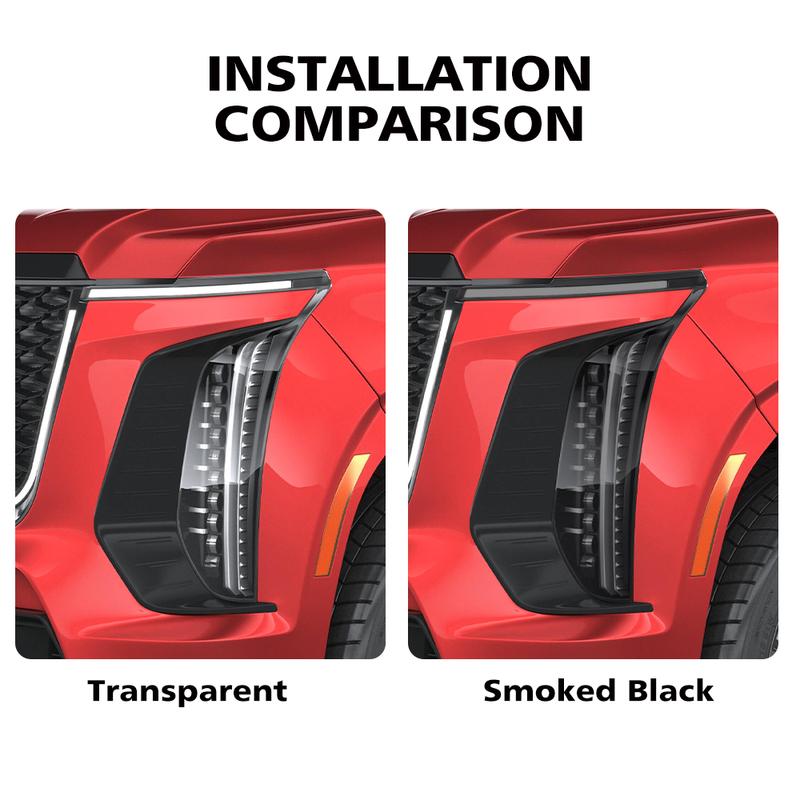 High-Gloss Smoke Black TPU Headlight Protective Film for Cadillac Escalade /IQ Pre-Cut PPF Anti-Scratch Vinyl Wrapping Kit