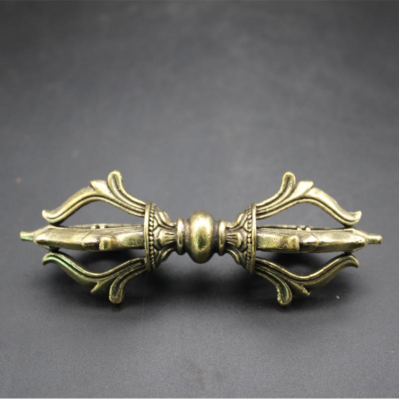 Brass Retro and Old Xizang Tantra Magic Tool Large Vajra Pestle Treasure Pestle Magic Pestle Ornament Amulet