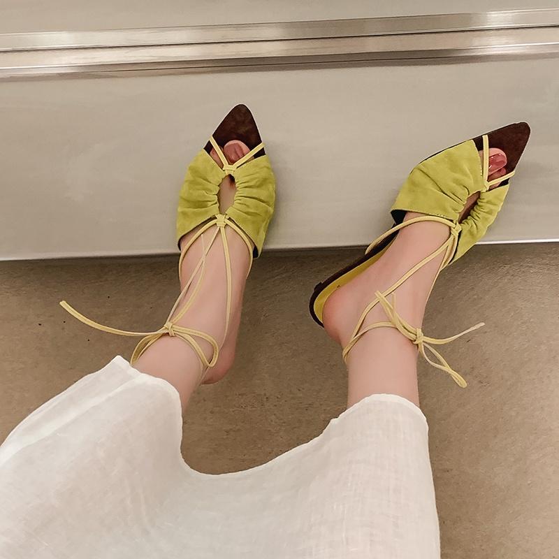 Fashion 2025 New Summer Women Sandals Women Shoes Open Toe Thin Heel Shoes Flowers Cover Toe Slingback Gladiator Modern Sandals