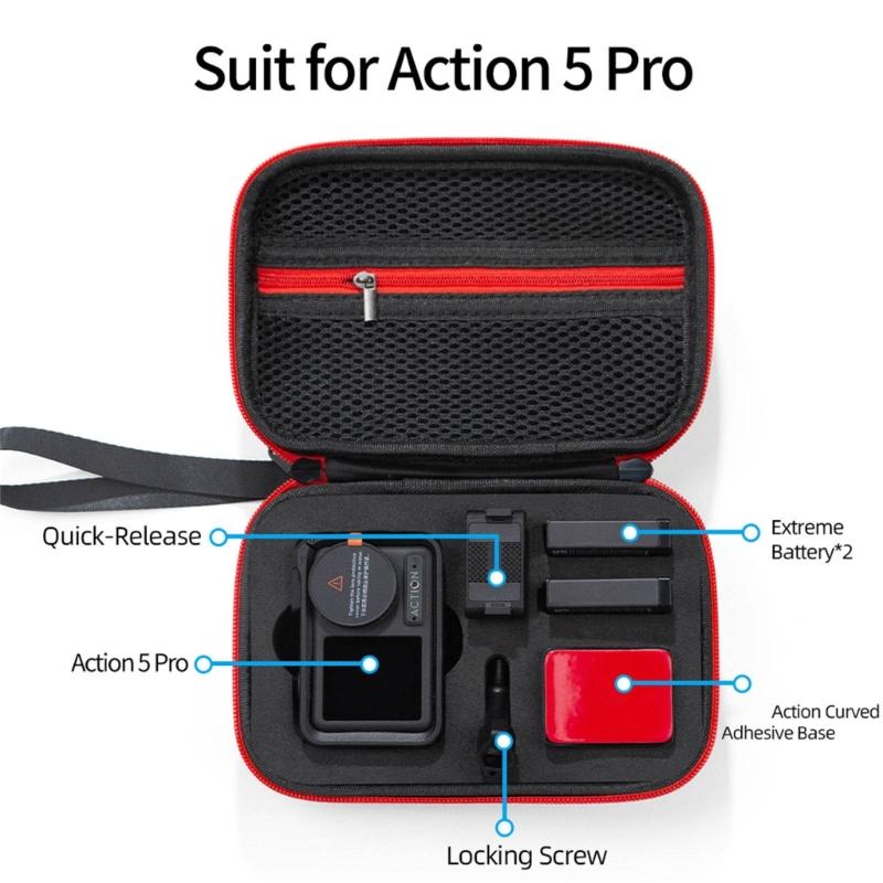 Small Storage Bag For Action 5Pro Camera Case, Soft Padded Protections, Water Resistant Exterior Organizers Handbag