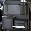 Large Capacity Car Seat Storage Bag with Foldable Tray Waterproof Back Seat Organizer Wear-Resistant PU Car Storage Accessories