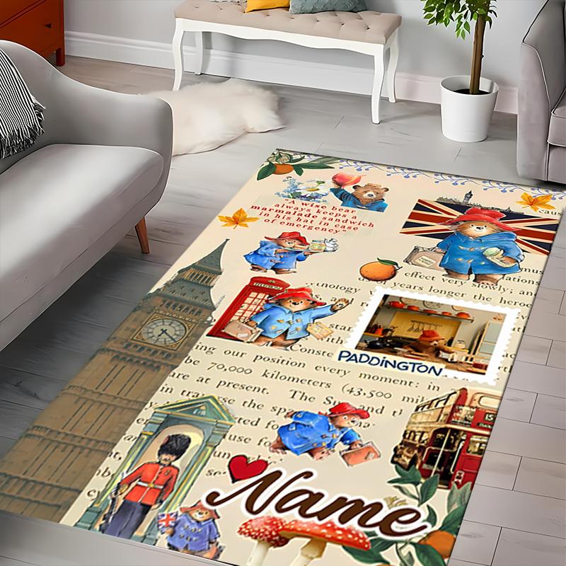 Custom personalization Paddington Bear Area Rug - Perfect For Kitchen, Bathroom,Laundry Room Decor Large Size Available,Gift All Seasons