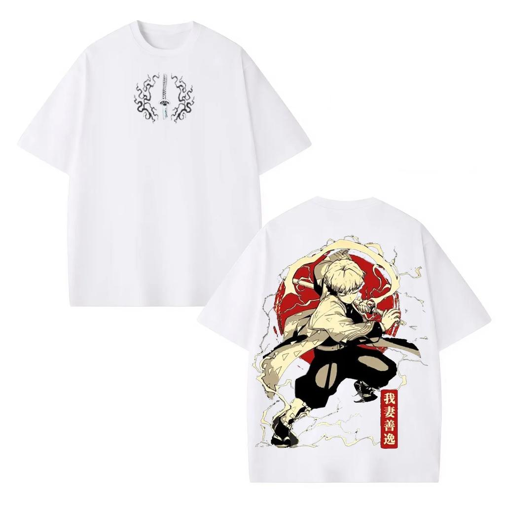 Anime Demon Slayer Zenitsu Agatsuma Graphic TShirt 100Cotton unisex Oversized Shirt Unisex Short Sleeve ONeck Y2k High Quality