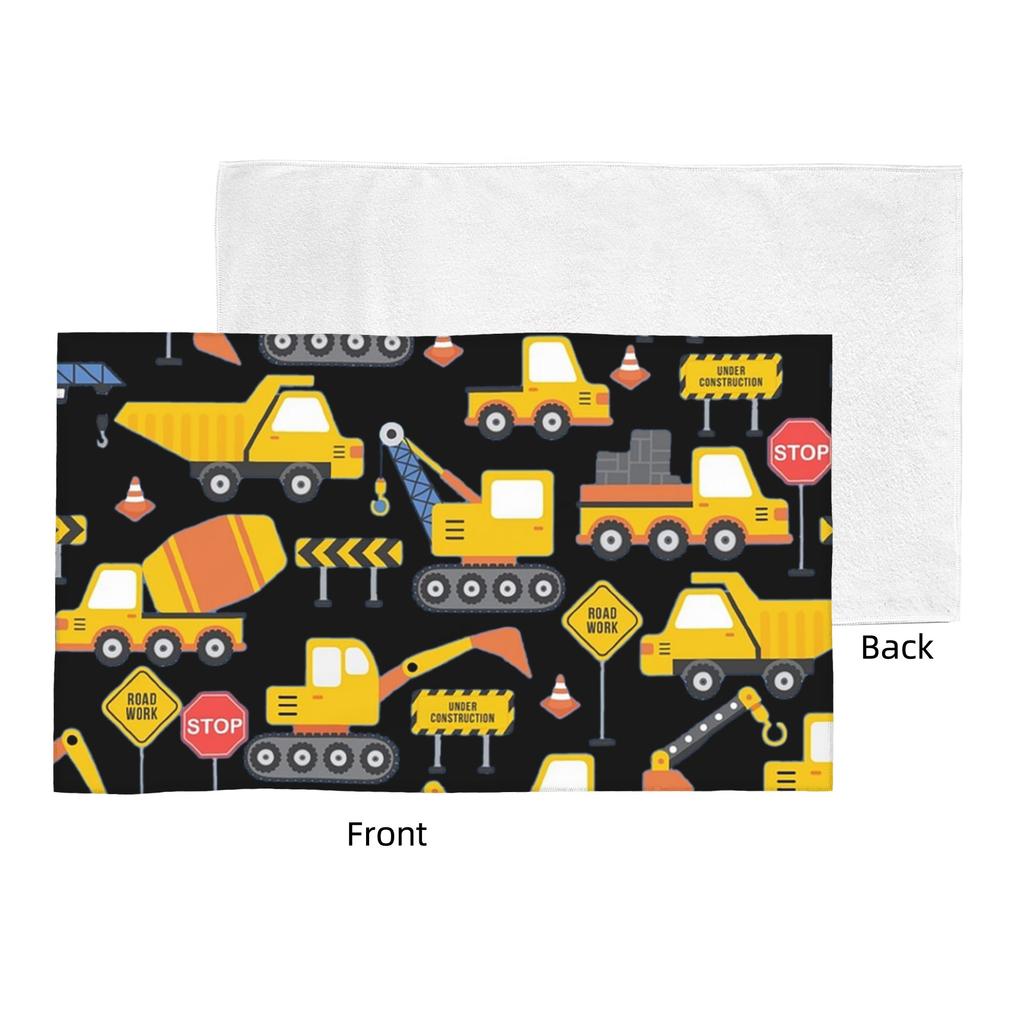 Road Work Under Construction Transportation Pattern Blue Soft Face Towel Quick Dry Pool Bath Cotton Towels Breathable