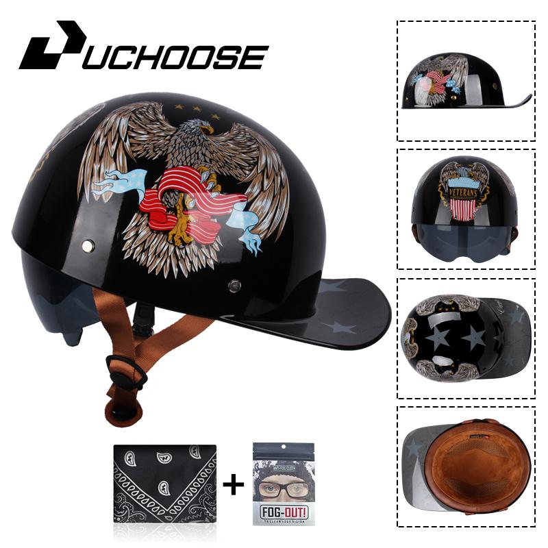 Uchoose Baseballová čepice Helma Motocykl Vintage Retro Helmy Summer Open Face Scooter Cruiser Chopper Gangster DS Muži Ženy Kid