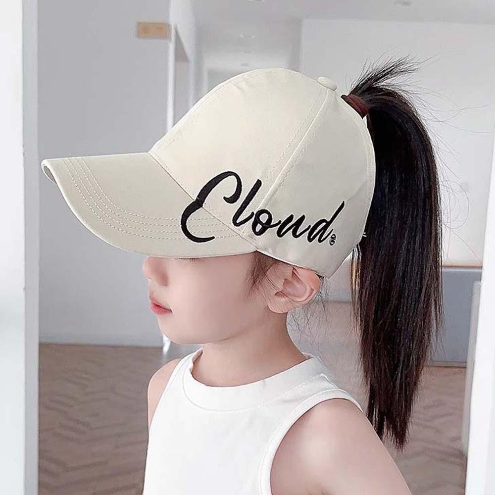 

Breathable Fabric Girls Ponytail Baseball Cap High Bun Sun Visor Tennis or Golf Practice бежевий