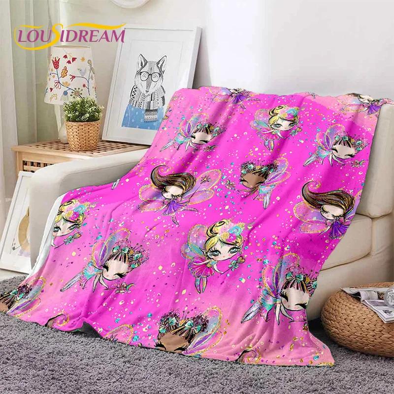 Cute Ballet Girl Ballerina Fairy Cartoon Soft Flannel Blanket for Bed Bedroom Sofa Picnic,Throw Blanket for Outdoor Leisure Gift