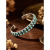 1pc Double Row Round Synthetic Turquoise Inlaid Vintage Carved Zinc Alloy Adjustable Women's Bracelet