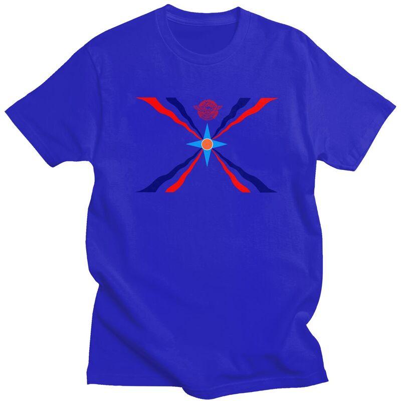 Vlastní asyrské tričko s vlajkou pro unisex, tričko ze 100% bavlny, krátký rukáv, aramejské hrdé tričko, oblečení, dárek