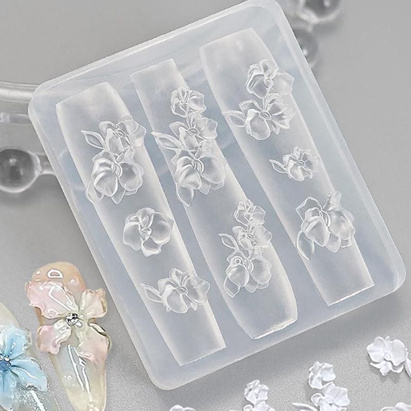 3D Bowknot Silicone Nail Mold Flower Petals Butterfly Heart Diy Design Manicure Template Carving Nail Art Stencil Tool
