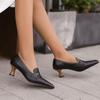 Women's High Heel Single Shoes Spring and Summer New Thick with Solid Color Large Size Matching Low Top Shoes