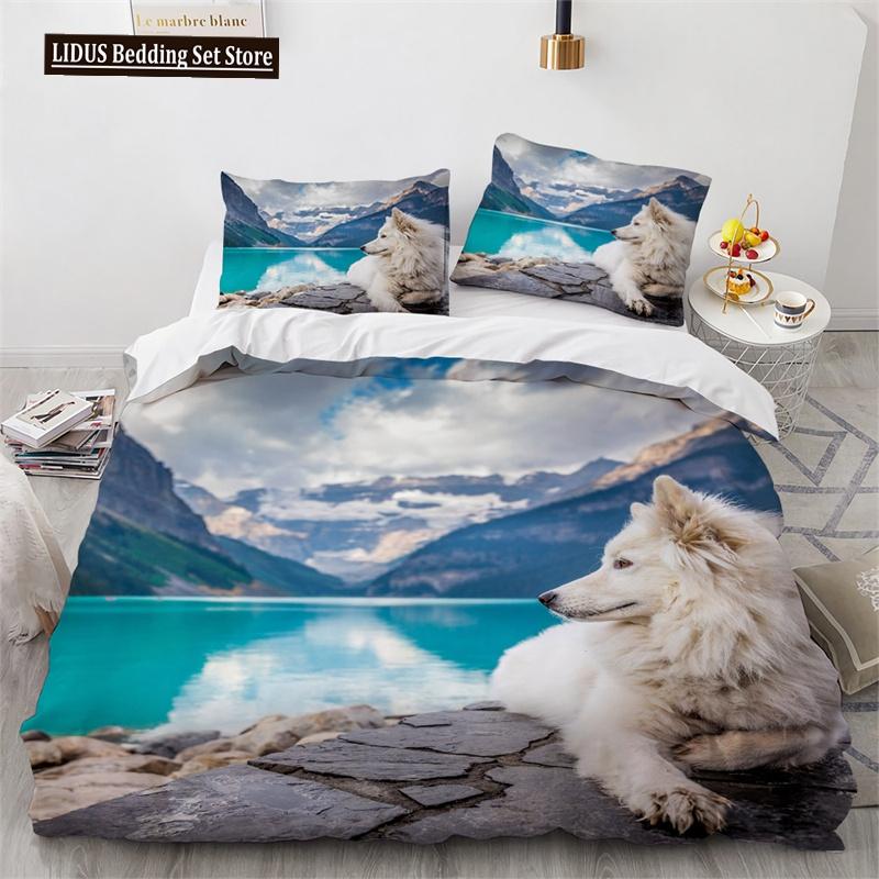 Lion Rose Duvet Cover Sets King Size Animal Floral Print Polyester Comforter Cover Nature Theme Bedding Set For Kids Adult Teens