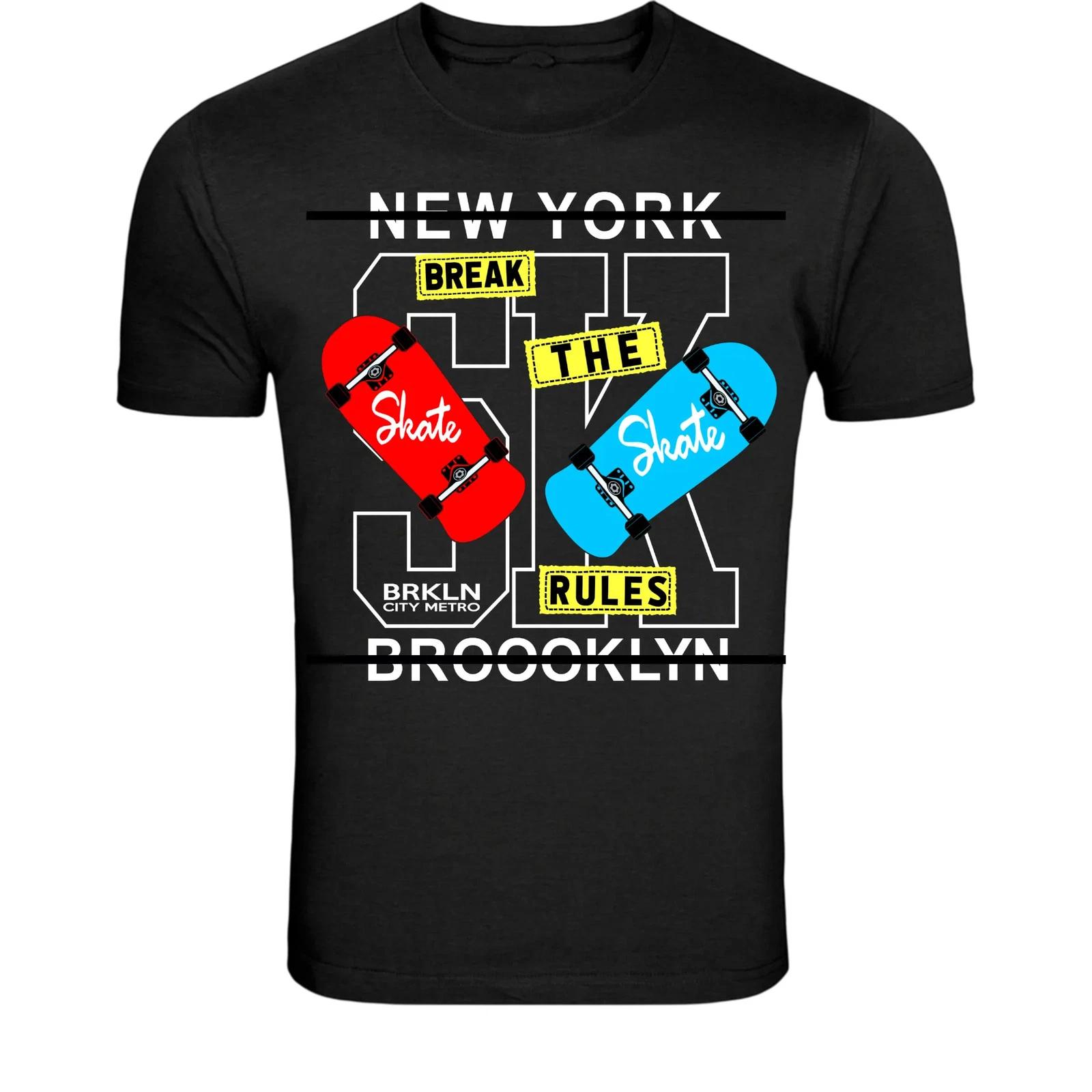 New York Skate Rules T-Shirt - Brooklyn Skateboard Graphic Tee L