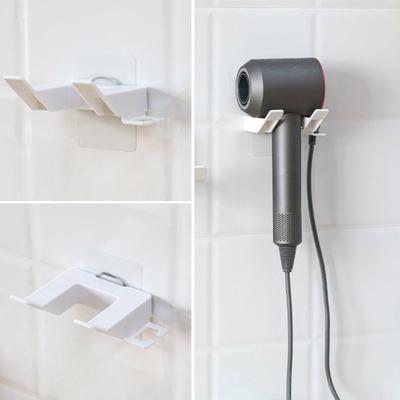 Hair Dryer Stand Wall-mounted Punch-free Anti-slip Self-adhesive Great Load Bearing Waterproof Hair Dryer Storage Holder Organizer