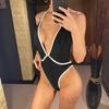 Sexy Deep V Neck Halter Backless One Piece Swimsuit Women Swimwear Female High Leg Cut Monokini Bather Bathing Suit Swim