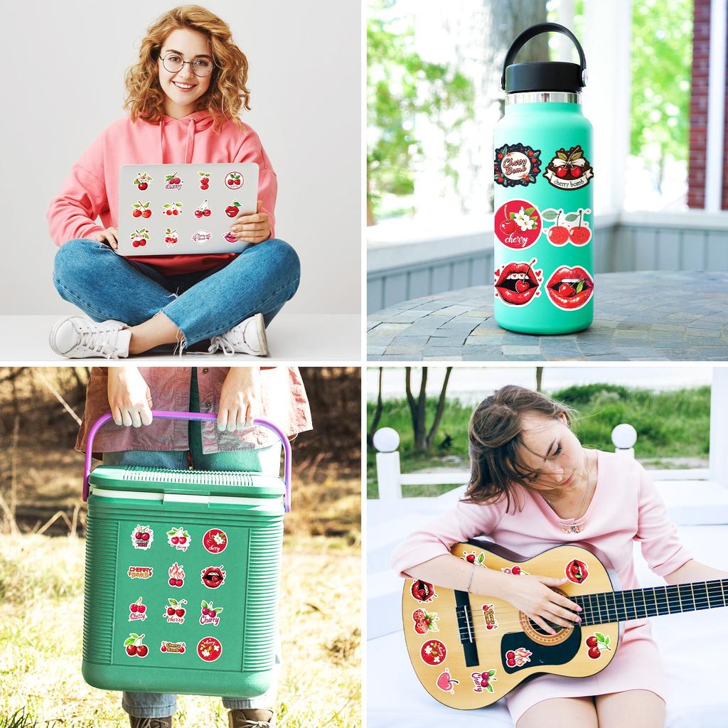 50PC Red Stickers For Refrigerator, Cup, Guitar, Phone Case Stickers