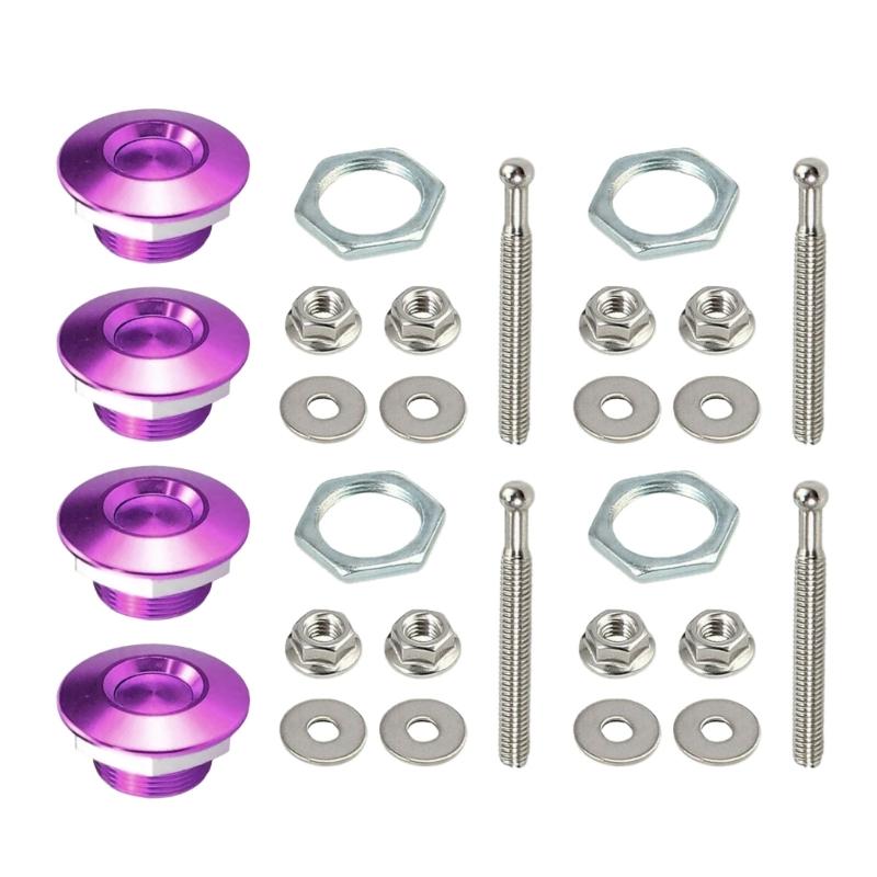 Universally Aluminum Push Button Car Front Bumper Hood Pin Bonnet Lock Latches Clip