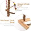 Bird Perch Play Stand Playground, Conure Parakeets Parrots Cockatiel Toys, for Bird Cage Accessories, Natural Wood