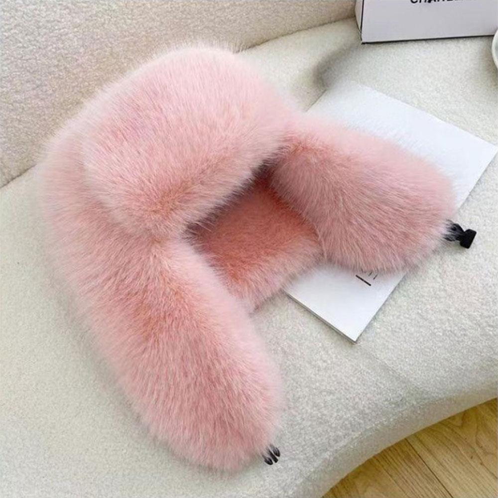Thicken Faux Fur Bomber Hat Winter Warm Ear Protection Imitation Fur Hat Female Winter Earflap Ski Cap
