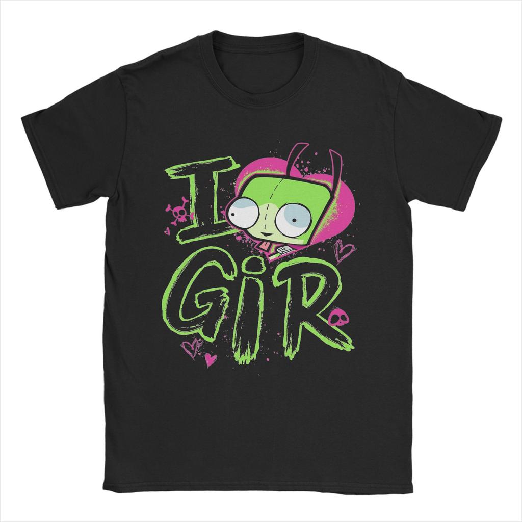 Funny Invaders Zims GIR T Shirt Men's Cotton Short Sleeve Crewneck Summer Clothes