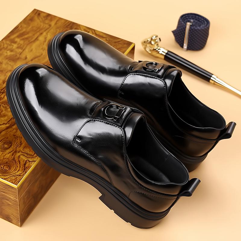 Fashion 2025 British Style Men's Leather Casual Shoes Thick Soled Wear-resistant Classic Loafers Business Men's Formal Shoes Trendy