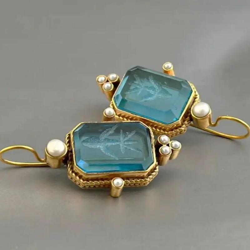 Elegant Retro Geometric Pendant Earrings For Women, Exquisite Pendant Perforated Earrings, Wedding Jewelry Gifts
