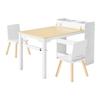 Kids Art Table and Chair Set, Toddler Craft Table with 3 Tiers Storage Cabinet, Wooden Kids Activity Play Desk with 2 Chairs, Art Craft Play Desk for