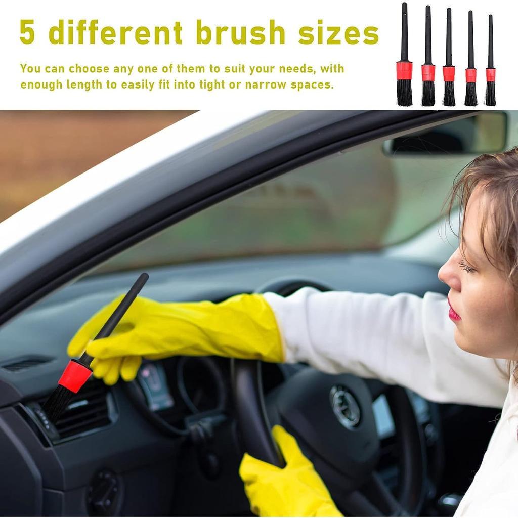 5-teiliges Auto-Reinigungsbürsten-Set, Auto-Innenreinigungsbürste, Autopflegebürsten-Set, Reinigungsbürsten-Set, Auto-Reinigungsbürsten-Set zum Reinigen von Rädern, Motoren