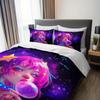 3pcs Anime Girl for galaxy Bedding Duvet Cover Set Zodiac Constellation Bedding Quilt Set Cute Girl Themed Bed Quilt Set Space