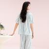 Fenteng [100% cotton] lace V-neck bow short sleeved cropped pants thin home suit set women's pajamas
