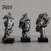 Talos 3Pcs Abstract Silent Figure Sculpture Set, Minimalist Art Desk Decor with Finger-to-Lips, Cover-Eyes & Chin-Rest Poses, Resin Statues for Living
