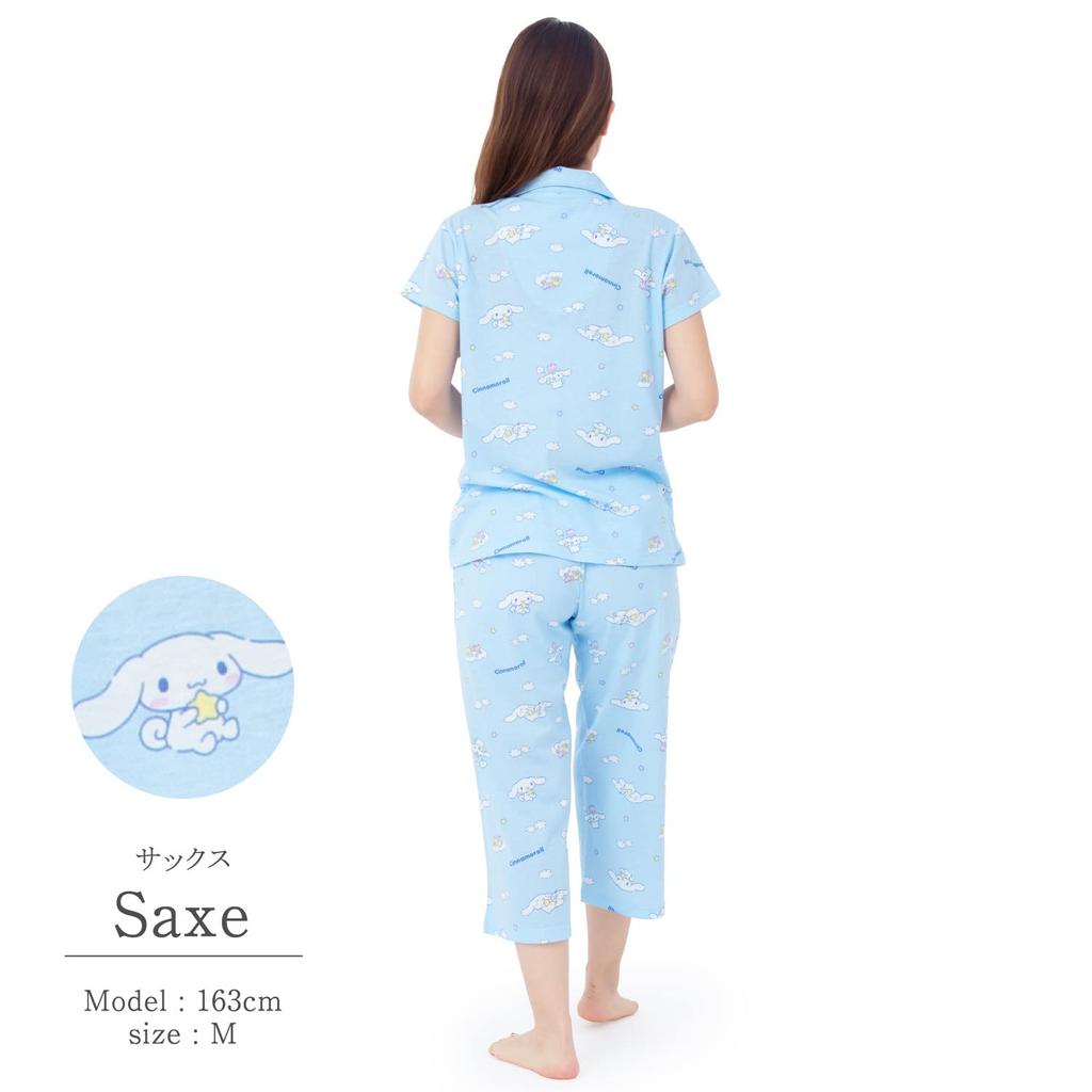 SAZAC Cinnamoroll Women's Short Sleeve Jersey Pajama Set (Sax/M/SAN1697)