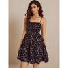 European American Summer New Fashion off-Neck Open Back Floral Strap Silm Small Ruffles Dress Dress