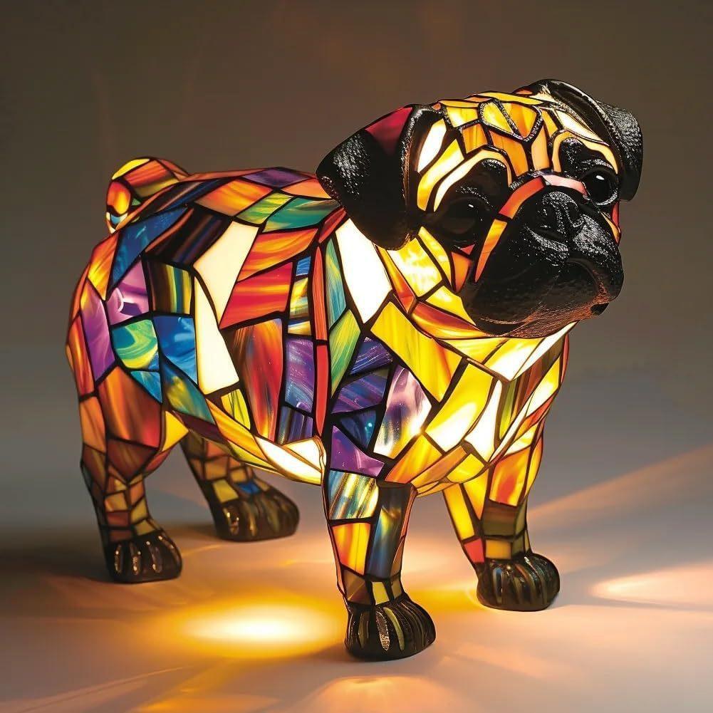 Gatto Cane Figurine in Resina Lampada LED con Interruttore di Alimentazione USB per Decorazione Soggiorno
