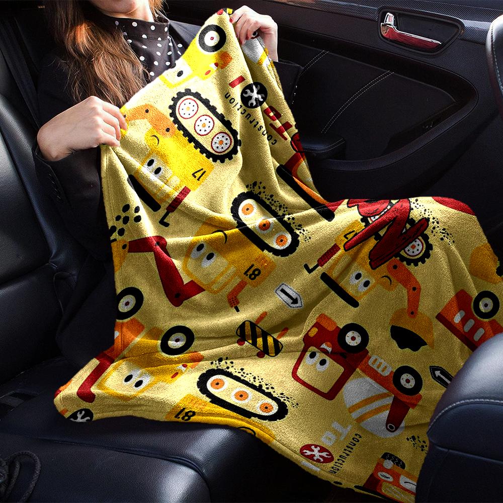 Custom Name excavator Theme Printed Blanket - Perfect for Couch, Bed, Travel & Outdoor Use | Machine Washable, Cozy & Durable.