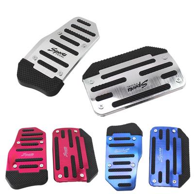 1pair Universal Aluminum Automatic Transmission Car Foot Gas Blue Pedal Set Red Silver Cover Non-Slip Pedals Brake Kit Fuel