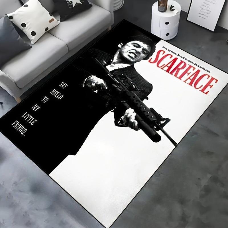 Tappeto Scarface 3D Classico Film Tony Tappeto per Casa Soggiorno Camera da Letto Divano Zerbino Decorazioni, Tappeto Area Giochi Bambini Tappetino Antiscivolo