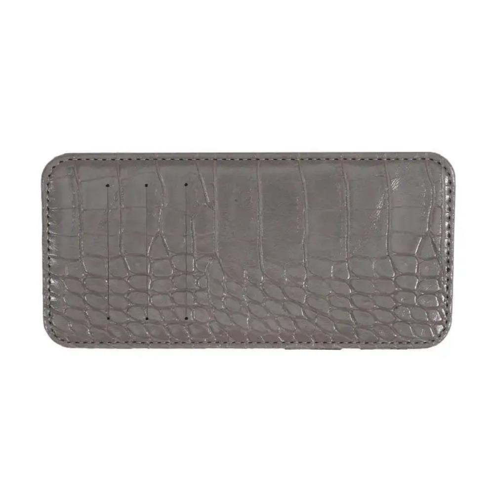 

Fashion Leather Crocodile Print Wallet Multicard Slot Solid Color Card Holder Slim Money Clip Men сірий