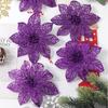 5Pcs 13cm Glitter Christmas Decoration Artificial Flowers Xmas Tree Ornament for New Year Navidad Home Decor Garland Accessories