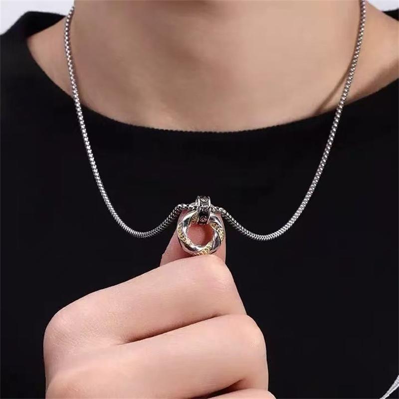 Blessing Lucky Circle Pendant Men Jewelry Trendy Relief Coins Zhao Cai Jin Bao Necklace Male Choker Accessories