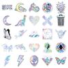 50PCS Holographic Laser Stickers: Cool, Trendy, Waterproof for Helmets, Cars, Stationery